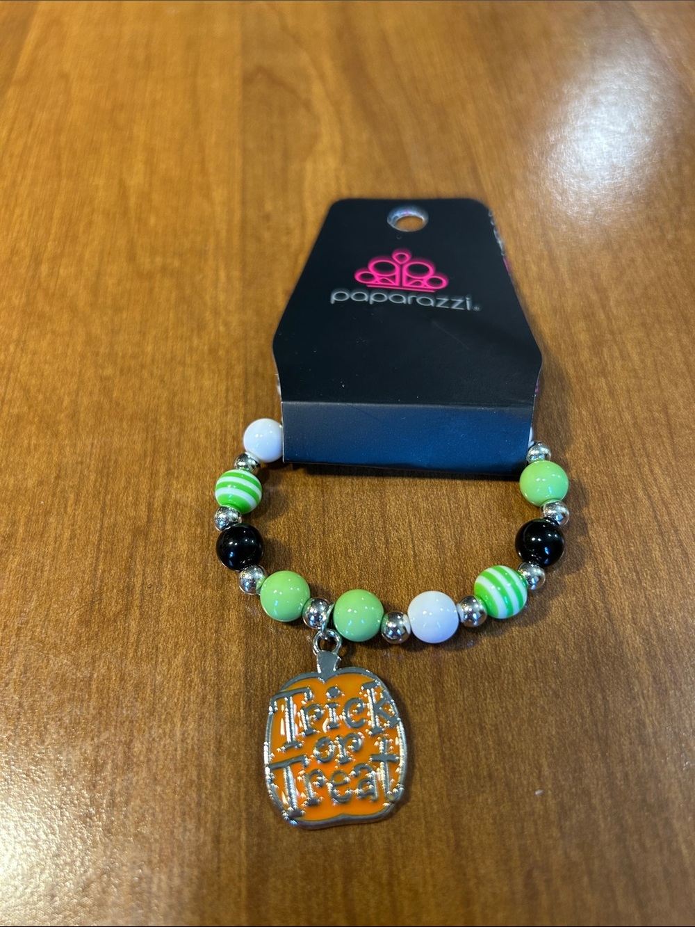 Paparazzi Green & Orange Trick or Treat Beaded Bracelet